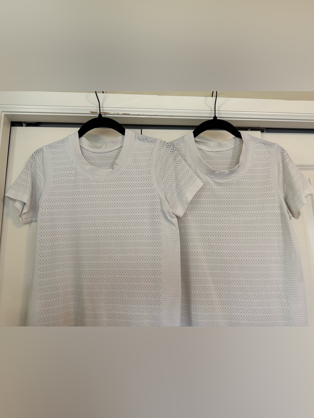 Two Lululemon T-Shirts Short Sleeve Perforated White Size 4